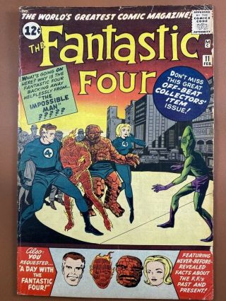Fantastic Four 11 Marvel 1st Appearance Of The Impossible Man Silver Age
