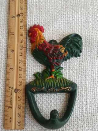Vintage Cast Iron Rooster Hook,  Rustic Farmhouse Decor,  Colorful