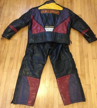 Vintage Skidoo Mach Z Leather Snowmobile Suit Mens Jacket Size 48 Bibs Size 42