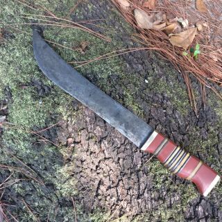 Wwii Trench Art Fixed Blade Chef Knife Butcher Carbon Steel
