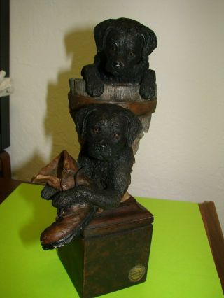 Shoe String - Black Lab Pups - Mill Creek Studios - Statue / Sculpture