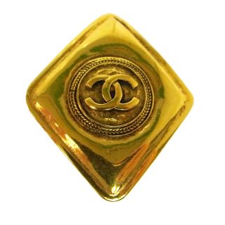 Authentic Chanel Vintage Cc Logos Brooch Pin Gold - Tone Corsage Bt14163d