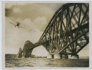 Forth Rail Bridge & Biplane - Scotland C1933 Press Photo
