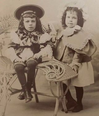 Little Lord Fauntleroy Boy & Girl Baby Doll Dress C1890 Cabinet Card Photograph