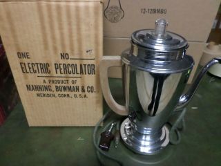 Vintage Wood Handle Percolator Electric Coffee Pot Manning Bowman 397/8