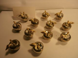 Set Of 12 Vintage Apple Form Place Card Holders Small Size Heavy