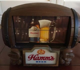 Vintage Hamm’s Lighted Barrel Beer Sign 8 Scenes W/flip Motion 1960s Fine