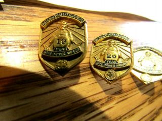 6 VINTAGE RURAL LETTER CARRIER SAFE DRIVING LAPEL PINS 19,  25,  26,  27,  28.  29 YEARS 2