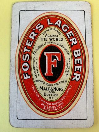 Swap Playing Cards = 1 Beer Foster’s Lager Beer Vintage Melbourne Australia