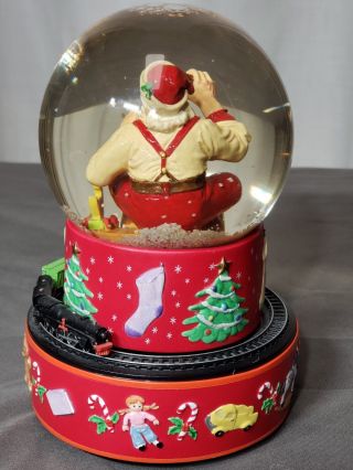 Coca - Cola Snow Globe Santa Christmas Hallmark Musical Moving Train w/Box 2001 3