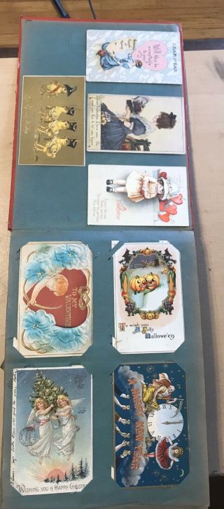 Holiday Postcard Album (280 Cards) Halloween - Santa - Rp - Leap Year - Memorial C1910