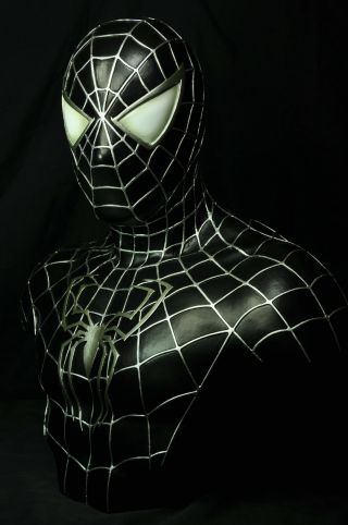 Black Spider - Man Life Size Bust 1/1 Scale Custom Statue Hot Spiderman Toy Xm