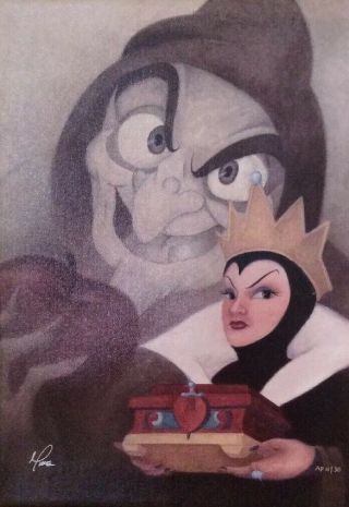 Disney Snow White Maleficent Evil Queen Giclee On Canvas By Mike Kupka