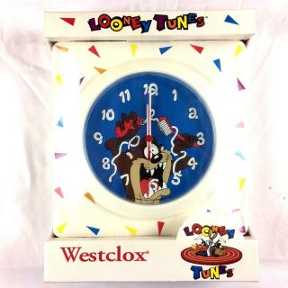 Looney Tunes Taz Wall Clock Vtg 1994 Westclox Warner Bros