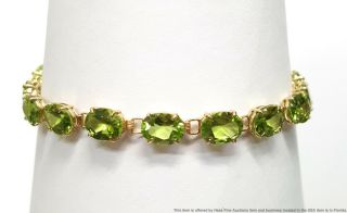 Vintage 14k Yellow Gold 14.  1ctw Green Peridot Ladies Tennis Bracelet 7.  4g