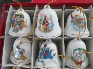 16 Disney Grolier Porcelain Bells Ornaments Box 1993 - ' 94 MIB 3