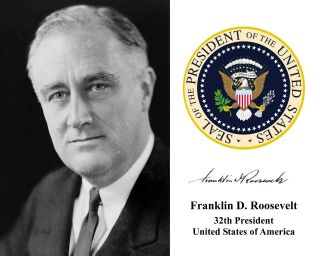 Franklin Delano Roosevelt Fdr Presidential Seal Autograph 11 X 14 Photo Picture