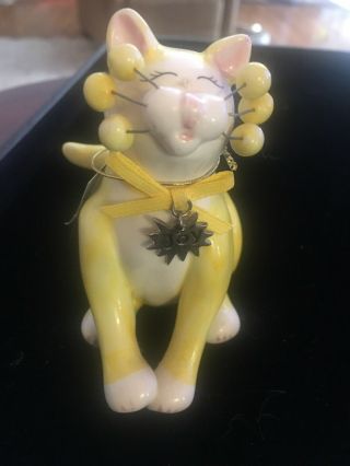 Amy Lacombe Whimsiclay Yellow Cat Figurine • 86187 • Willitts Designs • Kitty