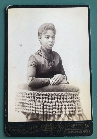 1890s Cabinet Card Photo African American Woman Knowlton Bro.  Northampton Mass