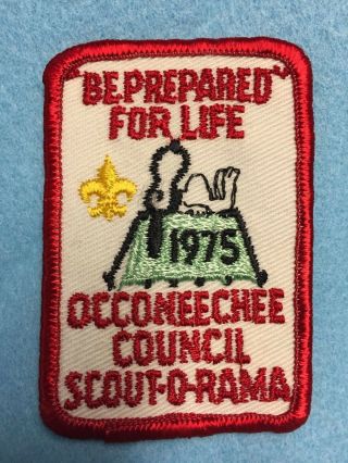 Boy Scouts - 1975 Occoneechee Council Scout - O - Rama Snoopy On His Tent Patch