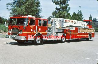 Fire Apparatus Slide,  Truck 61,  Monterey Park / Ca,  1999 Kme Tiller