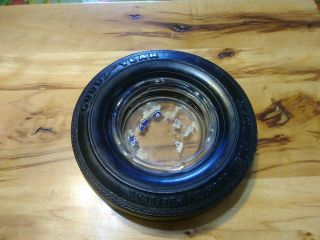 Vintage Goodyear Tire Ashtray Advertising " Custom Power Cushion Polyglas " 6 "