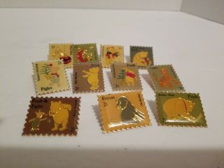 Disney 11 Winnie The Pooh,  Tigger,  Eeyore,  Piglet Cent Stamp Pins