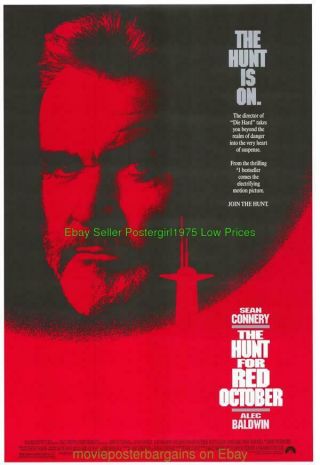 The Hunt For Red October Movie Poster 27x40 Sean Connery Submarine Cold War Film
