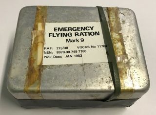 1983 Dated British Raf Emergency Flying Ration Mark 9,  In Tin