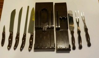 Vintage Cutco 10 Piece Set With 2 Brown Knife Holders 20 22 23 24 25 26 27 28