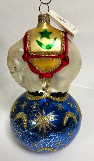 Christopher Radko 1995 Glass Ornament Elephant On Ball