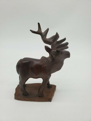 Unique Hand Carved Ironwood Elk Deer Buck Figurine Wood Carving 6.  25 " High