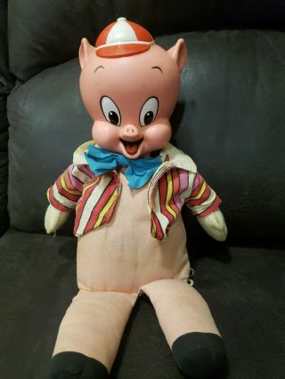 Vintage Mattel 1964 Warner Bros.  Porky Pig Doll 16 1/2 " Tall Does Not Talk.