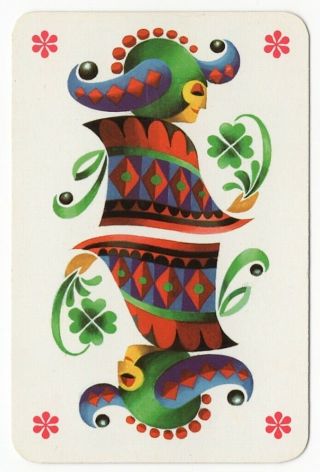 Joker Playing Card - Lovely Joker Girl - Four Leaf Clover (interflug) [1029]