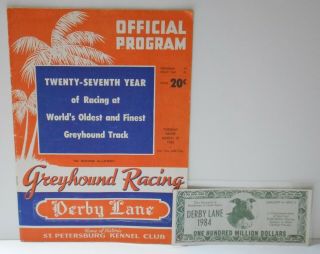 1952 Derby Lane,  St.  Petersburg,  Greyhound Dog Racing Program,  1984 Funny Money