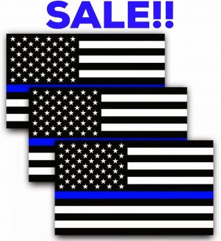 3 Flags Thin Blue Line American Police Law Enforce Flag 3x5 Stars & Stripes
