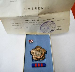 Yugoslavia Order Of Labor 3rd Class With Case And Certificate,  Medal