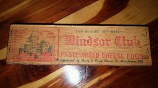 Antique 2 Pound Wooden Windsor Club Process Cheese Food Wisconsin Box