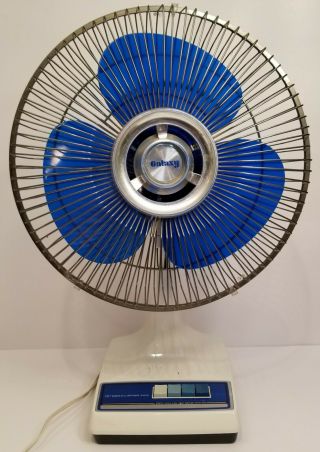 Vintage Galaxy 3 Speed Oscillating Fan 12 Inch Type 12 - 1 Blue Blades