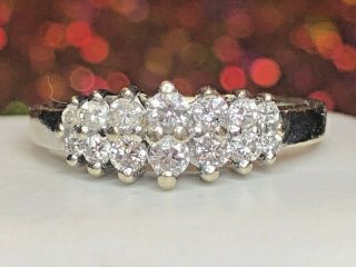 Vintage Estate 14k White Gold Natural Diamond Ring Wedding Anniversary
