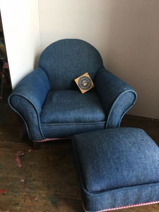 Boyds Bear Furniture Chair & Ottoman Denim