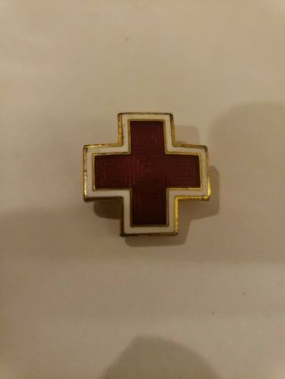 Ww2 Era American Red Cross Volunteer Pin W Marked Cut Out Enamel Red Cross