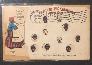 1907 Black Americana Pick A Pickaninnies Novelty Puzzle Postcard,  Ullman Co