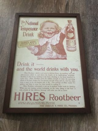 Vintage The National Temperance Drink Hires Rootbeer Advertising Framed.  Baby 2