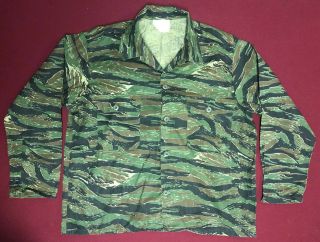 Vintage Post Vietnam Us Military Tiger Stripe Camo Combat Jungle Jacket Size Xl