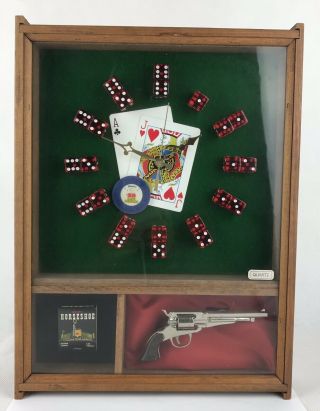 Vintage Wooden Wall Clock Man Cave Game Room Themed Clock Casino Lovers Unique