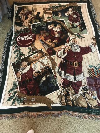 Coca Cola 1997 Santa Claus Tapestry Blanket 68x51 "
