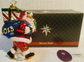 Christopher Radko Perfect Timing Santa Claus Christmas Ornament 2013
