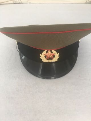 Ussr Soviet Union (russian) Military Officer Uniform Visor Hat Cap Sz 56