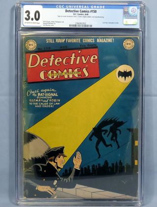Dc Detective Comics 150 Batman Cgc 3.  0 Ow/w Pages Mooney Last Boy Comandos 1949